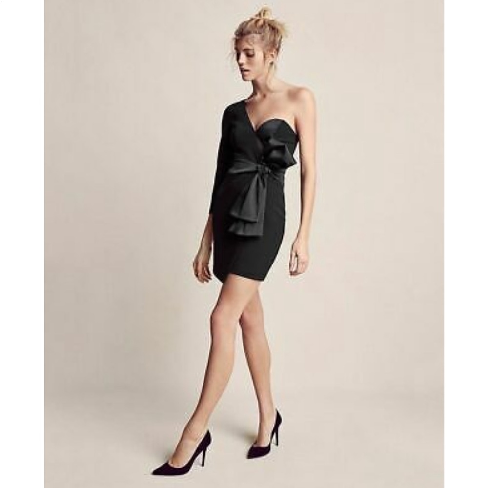 Express One Shoulder Wrap Sheath Dress